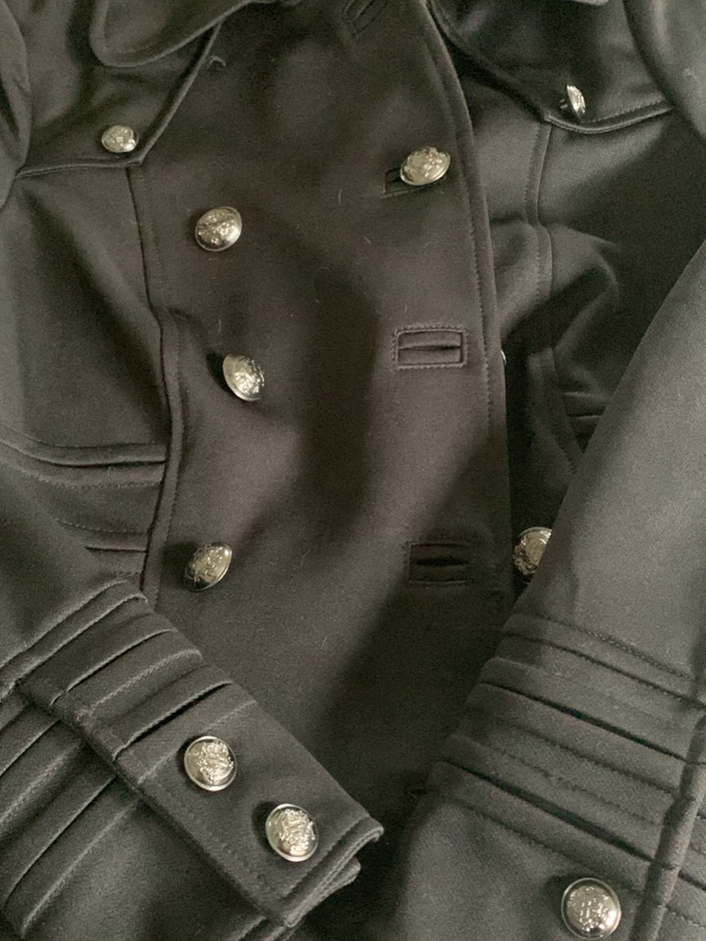 Women's Black Double-Breasted Military Jacket - Picture 10 of 10